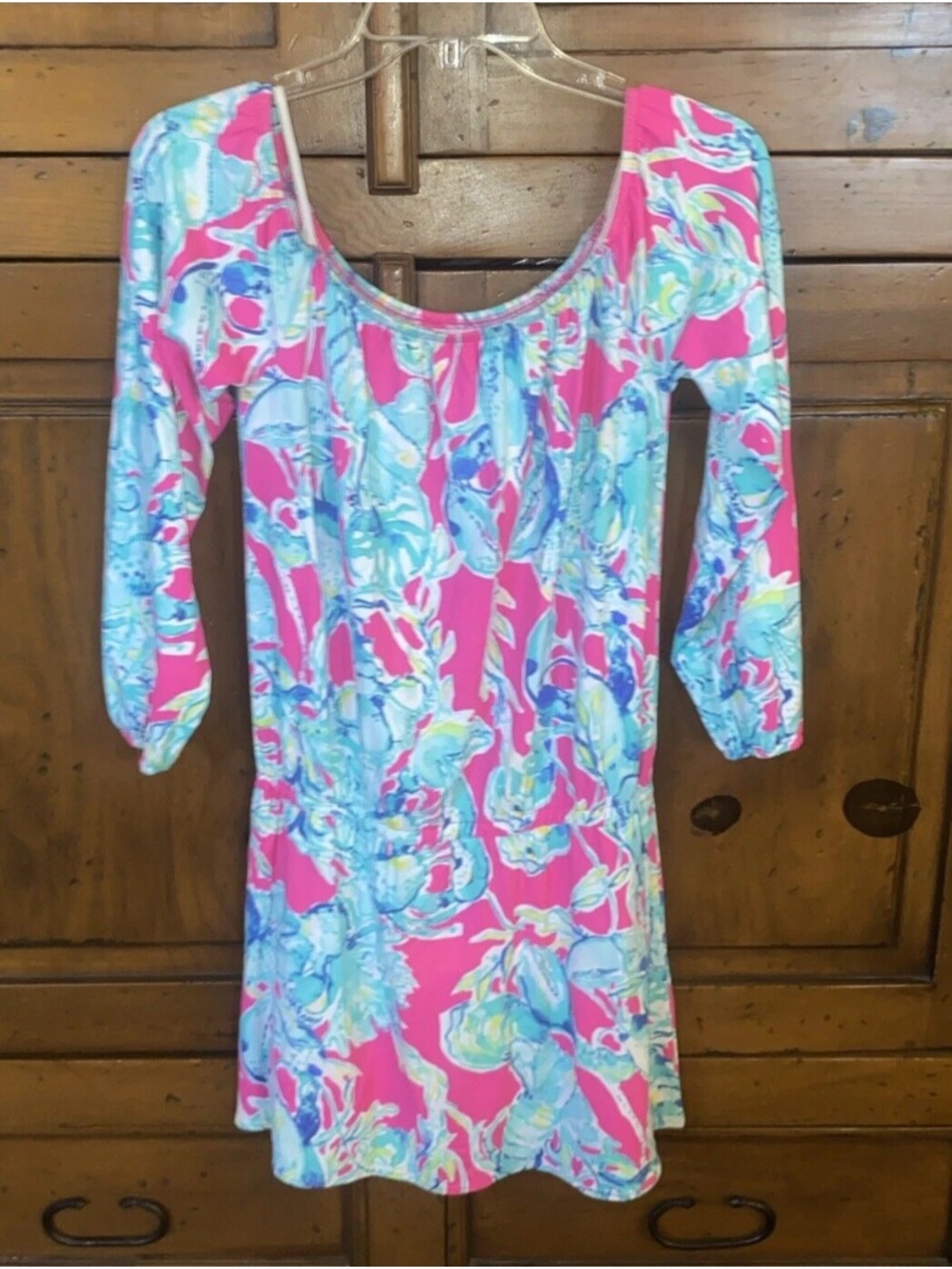Lilly Pulitzer Lana Off-Shoulder Romper-Raz Berry Lobsters In Love Print-SMALL